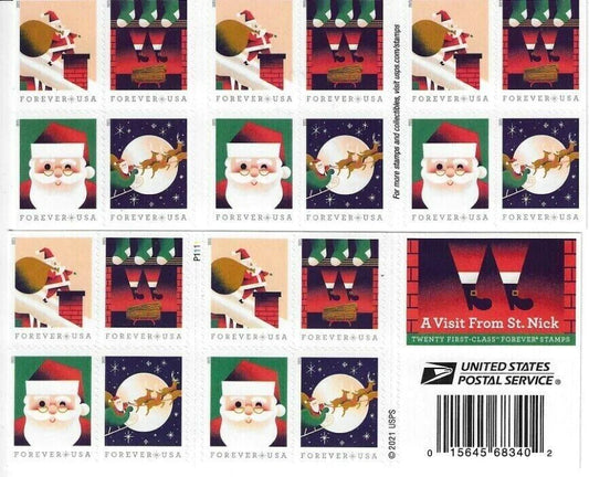 Visit from St. Nick 2021 Forever Stamps Sheets Stamp Booklets