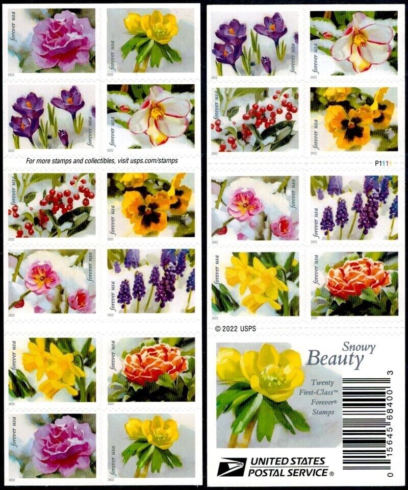 Snowy Beauty 2022 Forever Stamps Sheets Stamp Booklets